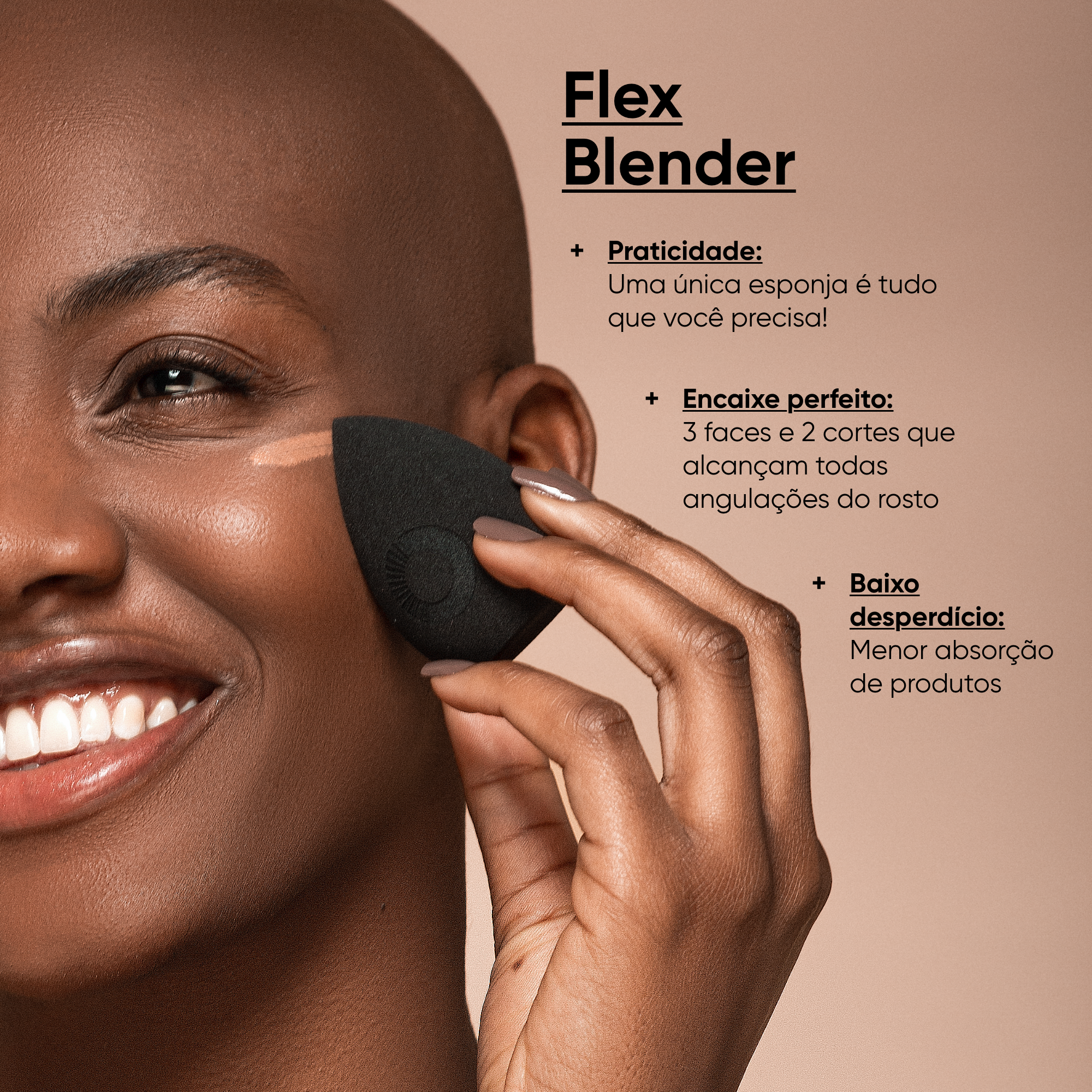 Esponja para maquiagem 3 faces e 2 cortes