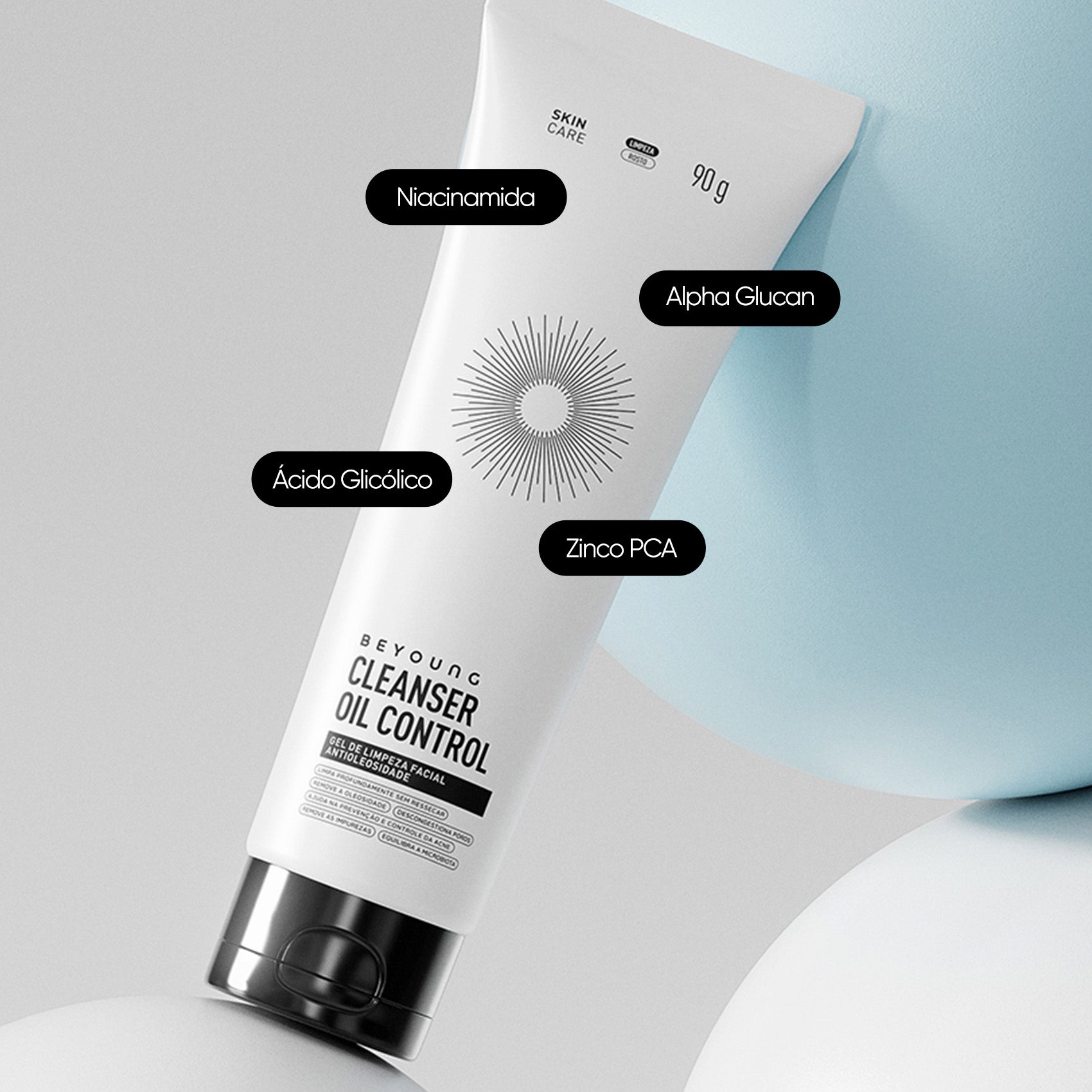 Gel de limpeza facial com ácido glicólico (controle de oleosidade)