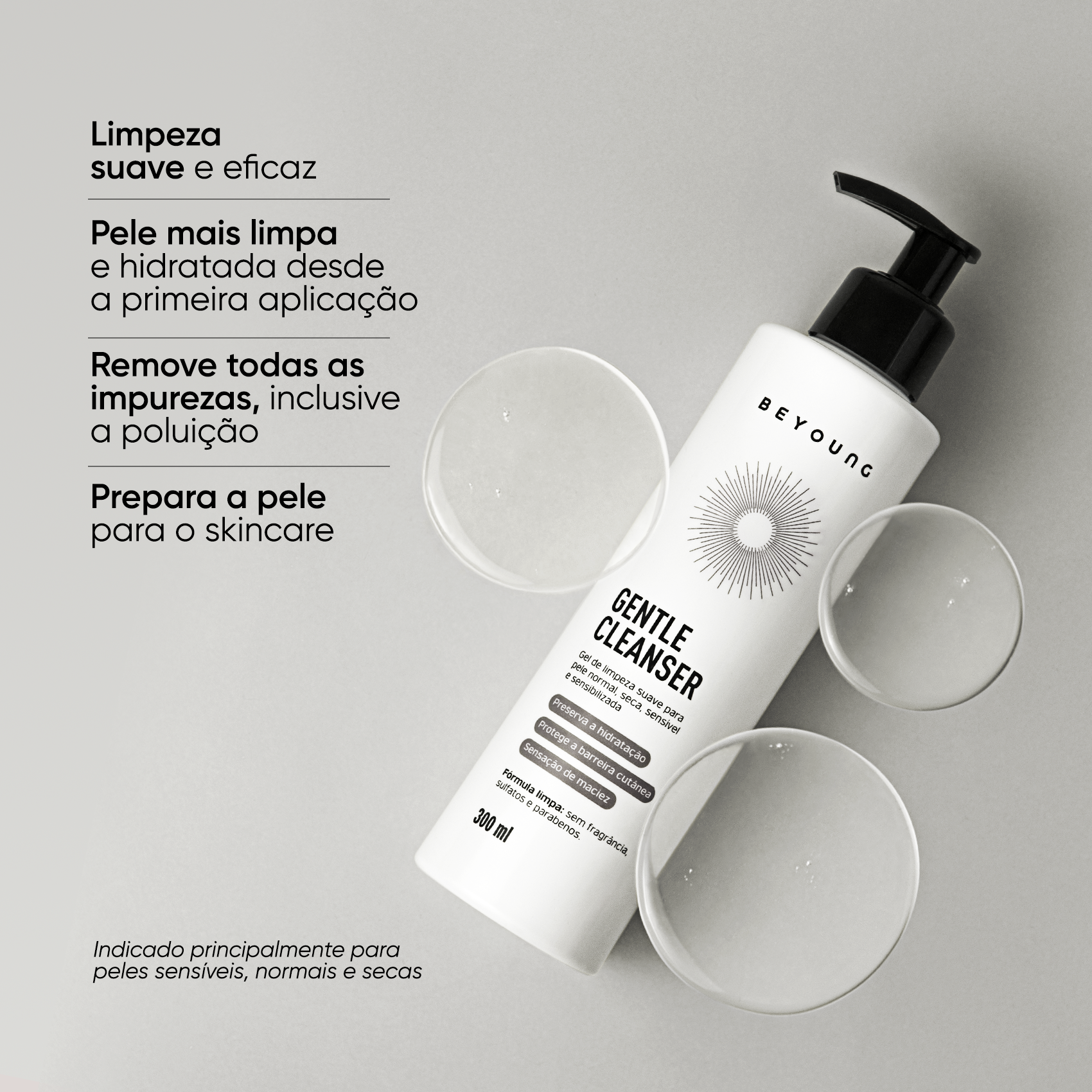 Gel de limpeza facial suave
