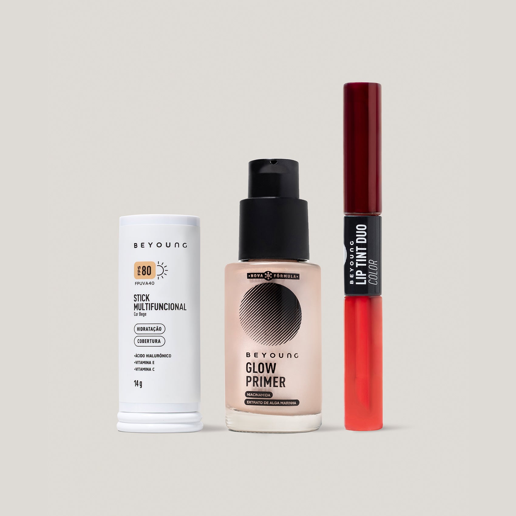 KIT LOVERS_O Kit Lovers foi criado para quem quer unir praticidade, economia e performance na rotina de beleza. Com uma seleção especial de produtos, esse combo é perfeito para quem busca um kit skincare Beyoung que prepara, trata e finaliza a pele, além de trazer itens de maquiagem para um look impecável. Combinando tecnologia e ativos inteligentes, o Kit Beyoung completo garante resultados visíveis desde a primeira aplicação, cuidando da sua pele enquanto valoriza sua beleza natural._13683803 