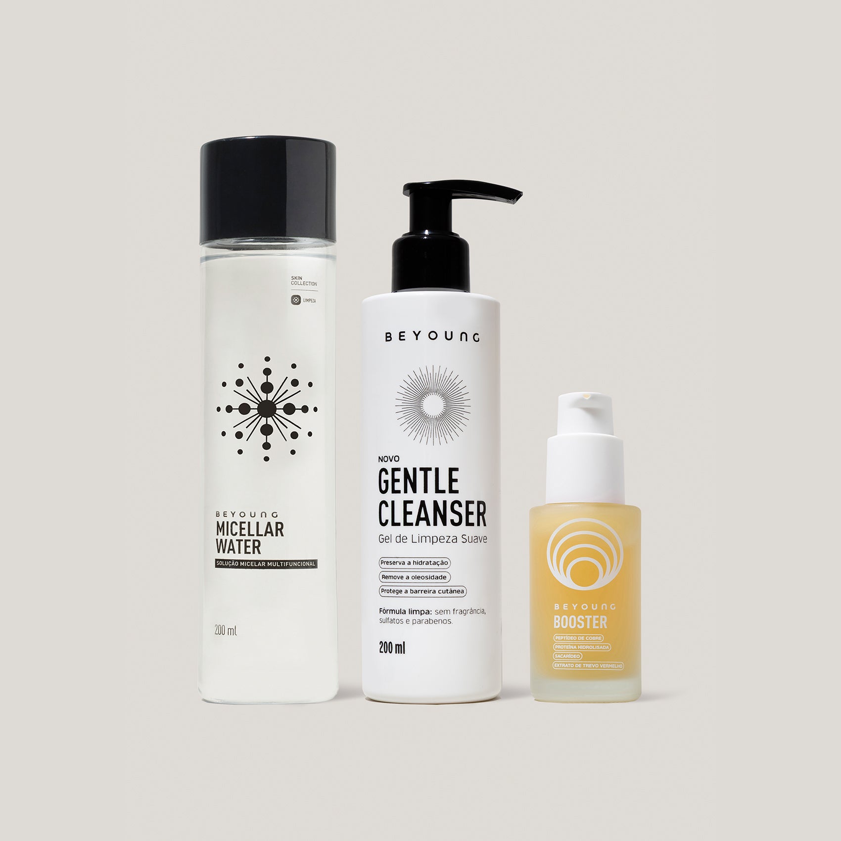 Kit Skincare Básico_Hora de apostar no básico que funciona para o seu skincare descomplicado.Esse é o passo a passo ideal para quem deseja uma rotina de skincare minimalista e multifuncional, com resultados surpreendentes. Reunimos os passos essenciais para conquistar uma pele mais bonita e saudável: Limpeza que não resseca a pele + Tratamento Rejuvenescedor e Antioxidante que mantém a pele hidratada enquanto controla a oleosidade e garante lifting imediato._3374174 