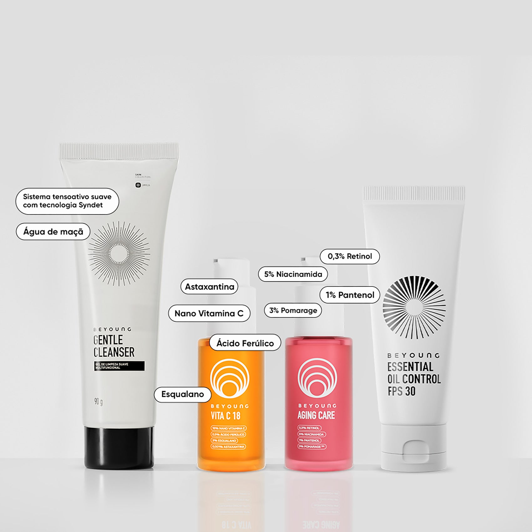 Kit Skincare Dia e Noite Completo_O kit ideal para quem busca uma rotina completa de cuidados, com ação antioxidante e um mix potente de ativos de tratamento: incluindo Nano Vitamina C a 18% e a máxima concentração de Retinol, para o dia e a noite, em poucos passos. Aqui você encontra Limpeza + Tratamento + Proteção para conquistar uma pele mais uniforme, luminosa, com textura renovada e linhas de expressão suavizadas. Tudo isso com alta performance e sem sensibilizar a pele._332556 