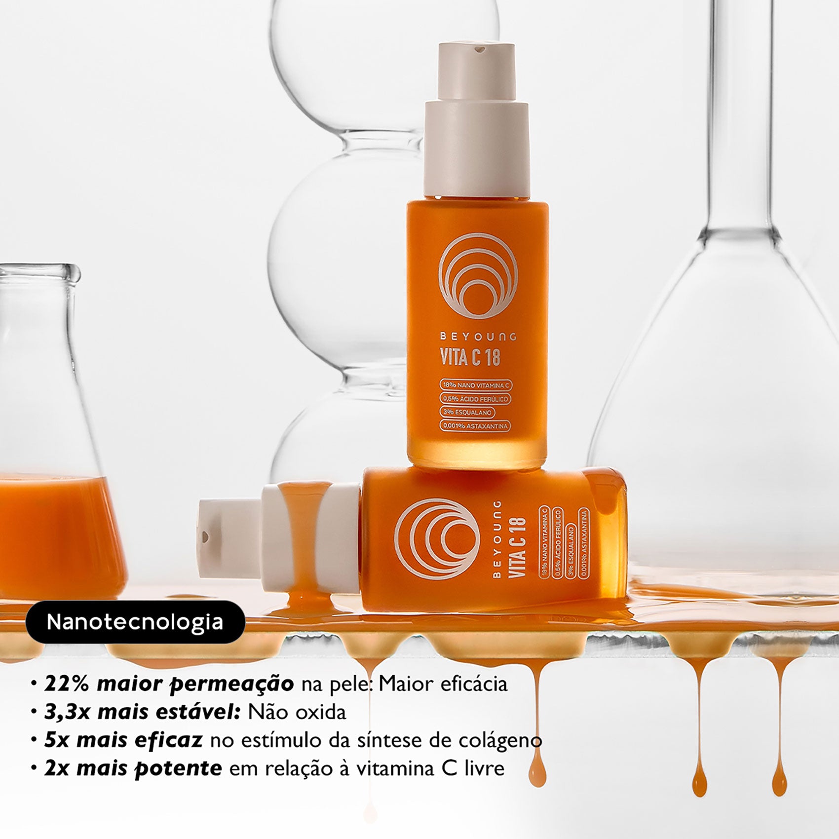 Sérum facial antioxidante 18% nano vitamina C + 3% esqualano
